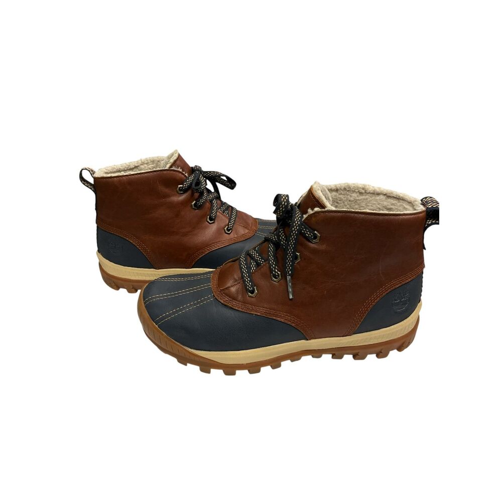 Timberland Duck Boots Men 9.5 Brown Leather Waterproof PrimaLoft Lined Chukka